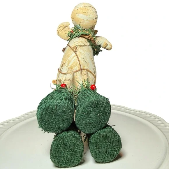 Plush Standing CHRISTMAS MOOSE, Rustic Wreath Winter Scarf Hat 12X10 Cottagecore - Picture 6 of 10